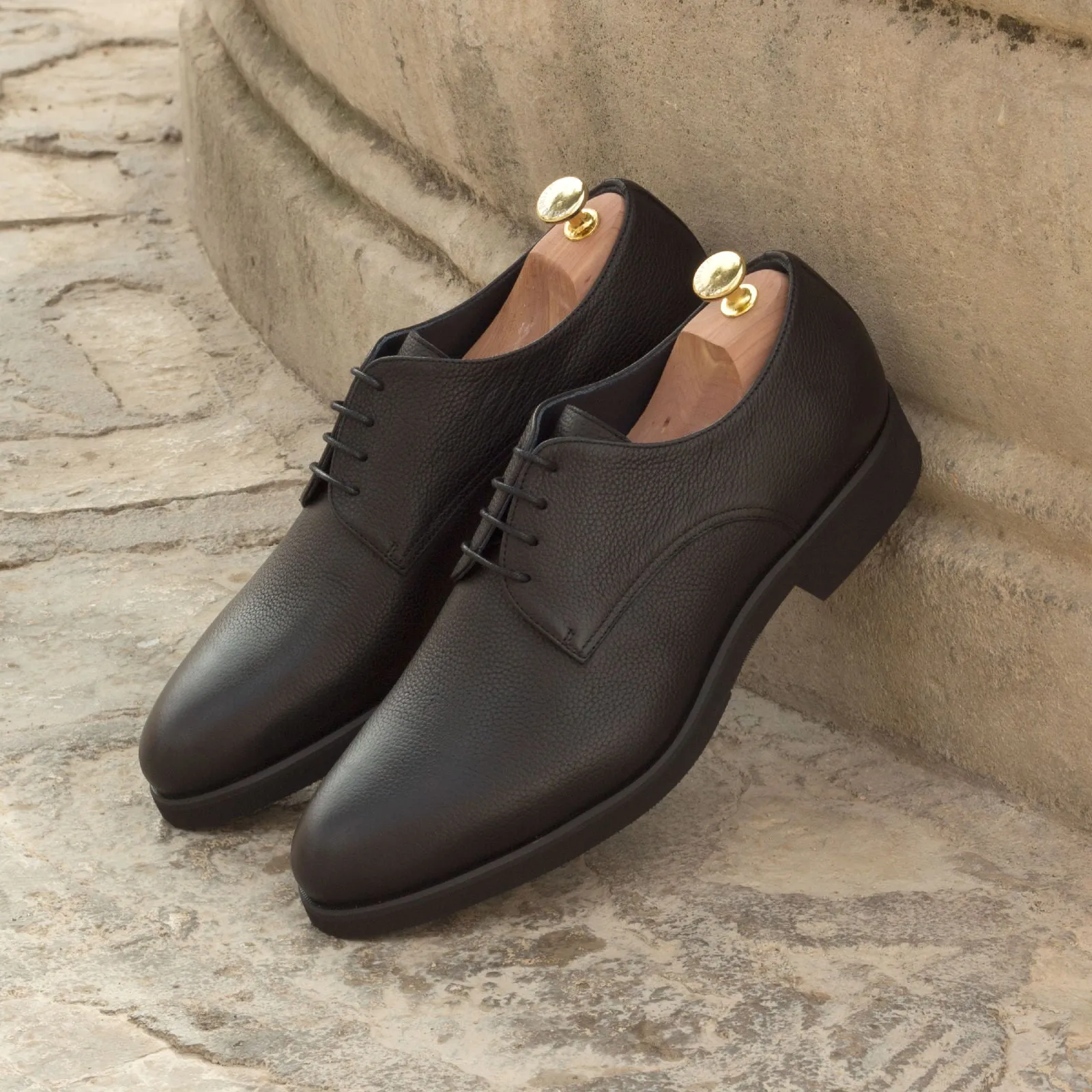 DapperFam Vero in Black Men's Italian Full Grain Leather Derby