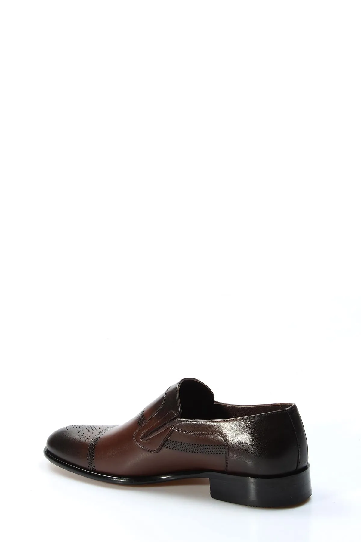 Men's Brown Leather Loafers with Perforated Design - Wessi