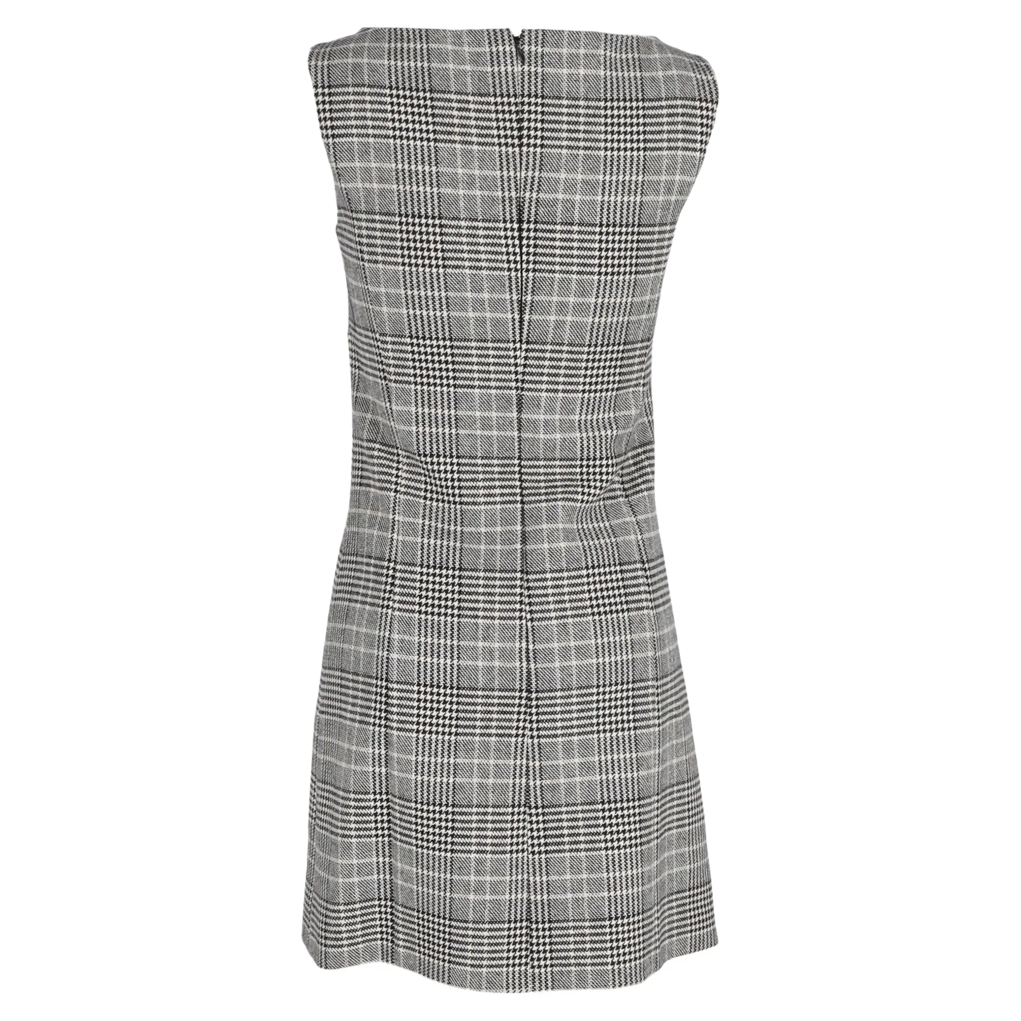 Prada Plaid Mini Sleeveless Shift Dress in Grey Wool